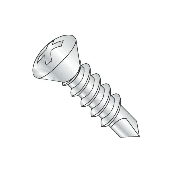 Newport Fasteners Self-Drilling Screw, #8 x 1 in, Zinc Plated Steel Oval Head Phillips Drive, 500 PK 222074-500 - main